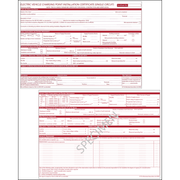 Electric Vehicle Charging Point Installation Certificate BS 7671:2018+A4:2026 (Single Circuit)